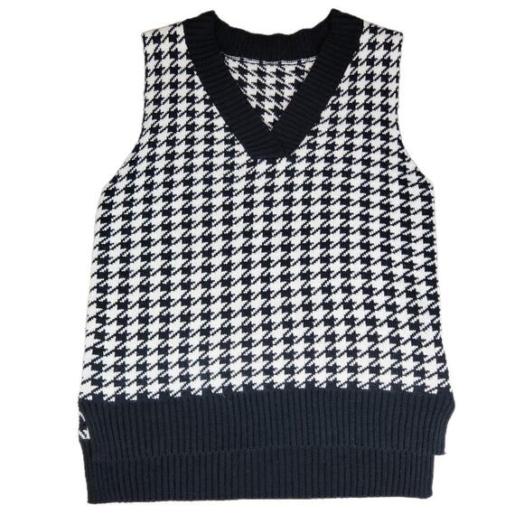 OVERSIZED HOUNDSTOOTH SWEATER VEST DARK ACADEMIA PREPPY BUSINESSWEAR - Picture 3 of 5